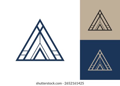 Geometric triangle logo icon. Triangle concept vector design with minimalistic linear style