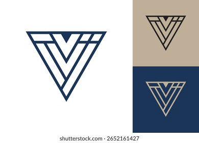 Icono geométrico del logotipo del triángulo. Diseño de Vector de concepto de triángulo con estilo lineal minimalista