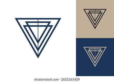 Geometric triangle logo icon. Triangle concept vector design with minimalistic linear style