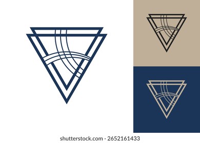 Logo-Symbol für geometrisches Dreieck. Dreieck Konzept Vektor Design mit minimalistischen linearen Stil