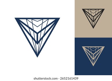 Geometric triangle logo icon. Triangle concept vector design with minimalistic linear style