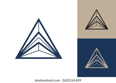 Logo-Symbol für geometrisches Dreieck. Dreieck Konzept Vektor Design mit minimalistischen linearen Stil