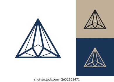 Ícone do logotipo do triângulo geométrico. Design vetorial de conceito de triângulo com estilo linear minimalista