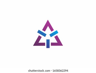 Símbolo vectorial del logotipo del triángulo geométrico. Diseño de logotipo de concepto de línea