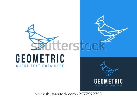 Geometric Triangle Low Poly Lark Bird Logo Branding Design Template