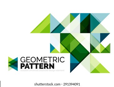 Geometric triangle mosaic pattern element isolated on white. Universal business identity element. Abstract background, online presentation website element, business identity or mobile app cover 