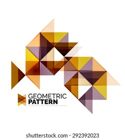 Geometric triangle mosaic pattern element isolated on white. Universal business identity element. Abstract background, online presentation website element, business identity or mobile app cover 