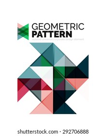 Geometric triangle mosaic pattern element isolated on white. Universal business identity element. Abstract background, online presentation website element, business identity or mobile app cover 