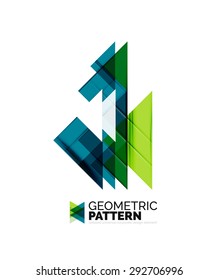 Geometric triangle mosaic pattern element isolated on white. Universal business identity element. Abstract background, online presentation website element, business identity or mobile app cover 