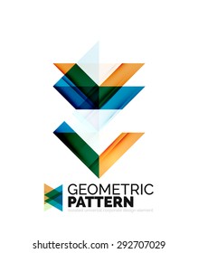 Geometric triangle mosaic pattern element isolated on white. Universal business identity element. Abstract background, online presentation website element, business identity or mobile app cover 
