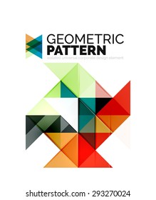 Geometric triangle mosaic pattern element isolated on white. Universal business identity element. Abstract background, online presentation website element, business identity or mobile app cover 