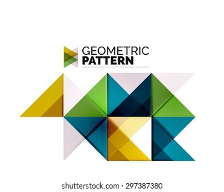 Geometric triangle mosaic pattern element isolated on white. Universal business identity element. Abstract background, online presentation website element, business identity or mobile app cover 