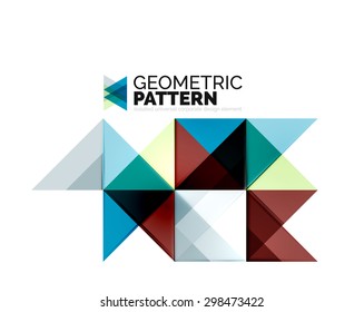 Geometric triangle mosaic pattern element isolated on white. Universal business identity element. Abstract background, online presentation website element, business identity or mobile app cover 