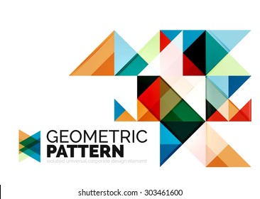 Geometric Triangle Mosaic Pattern Element Isolated On White. Universal Business Identity Element. Abstract Background, Online Presentation Website Element, Business Identity Or Mobile App Cover 