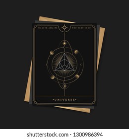 Geometric triangle mystic symbol fortune card vector