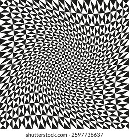 Geometric triangle pattern. Abstract optical shape. Black white illusion. Dynamic movement.