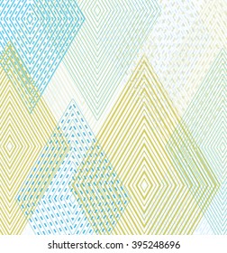 Geometric triangle pattern, background vector pattern with rhombus, squares shape  can be used for wallpaper, cover fills, web page background, surface textures. Vector linen texture.