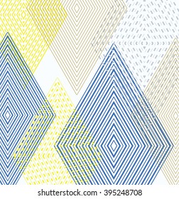 Geometric triangle pattern, background vector pattern with rhombus, squares shape  can be used for wallpaper, cover fills, web page background, surface textures. Vector linen texture.