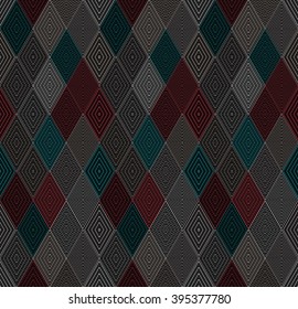 Geometric triangle pattern, background vector repeatable pattern with rhombus, squares shapes can be used for wallpaper, cover fills, web page background, surface textures. Vector linen texture.
