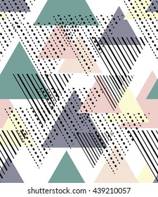 Geometric triangle pattern, background vector. Vector repeating texture. Background vector can be used for wallpaper, cover fills, web page background, surface textures. Vector linen texture.
