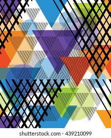Geometric triangle pattern, background vector. Vector repeating texture. Background vector can be used for wallpaper, cover fills, web page background, surface textures. Vector linen texture.

