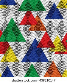 Geometric triangle pattern, background vector. Vector repeating texture. Background vector can be used for wallpaper, cover fills, web page background, surface textures. Vector linen texture.
