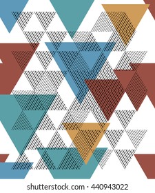 Geometric triangle pattern, background vector. Vector repeating texture. Background vector can be used for wallpaper, cover fills, web page background, surface textures. Vector linen texture.