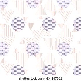 Geometric triangle pattern with polka dot, triangle and stripes. Dotted background. Vector illustration. Abstract Background . Vector Texture.

