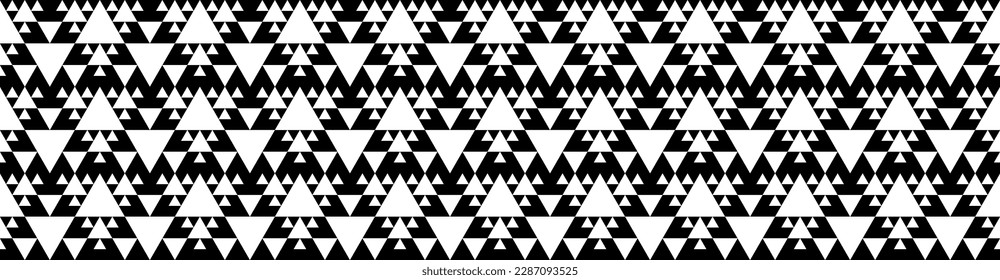 Geometric triangle pattern. Sierpinski triangle fractal. Abstract vector background. Seamless geomety texture for cloth, costume, decoration