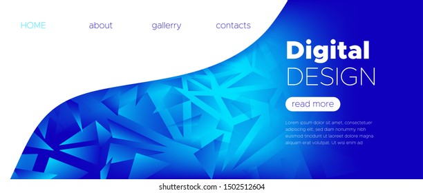Geometric Triangle Presentation. Blue Technology Wallpaper. Gradient Science Landing Page. Digital Polygon Pattern. Geometric Triangle Landing Page. Futuristic Brochure. Geometric Triangle Banner.