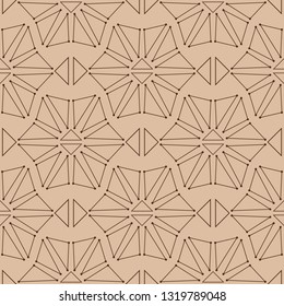 Geometric triangle print. Beige and brown seamless background