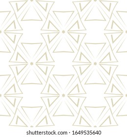 Geometric triangle print. Olive green seamless pattern on white background. Vector illustration