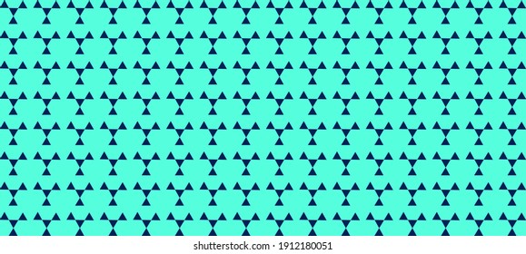 Geometric triangle propeller shape seamless pattern background. Triangle colored blue pattern. On cyan background. Editable vector.