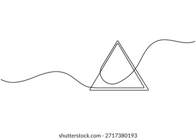 Triângulo geométrico forma pirâmide uma linha desenho contínuo