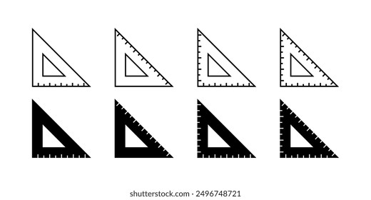 geometric triangle ruler icon set. simple design on white background