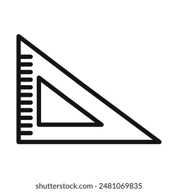 Geometric Triangle Ruler Icon for Technical Drawings and Measurements