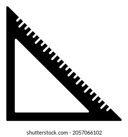Geometric triangle ruler icon in trendy silhouette style design. Vector illustration isolated on white background.