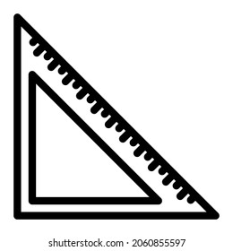 Geometrisches Dreieck-Lineal-Symbol in trendigem Umriss-Design. Vektorgrafik einzeln auf weißem Hintergrund.