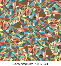 Geometric Triangle Shape Seamless Pattern. Retro pattern of geometric shapes. Colorful mosaic banner. Autumnal colors. Vector Illustration