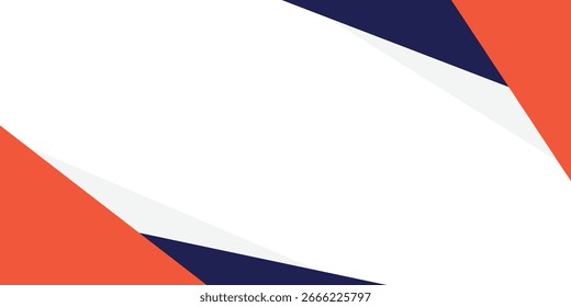 Geometric triangle shapes background. Dark blue and orange color. Memphis banner template. Business and promotion