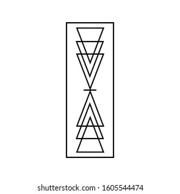 Geometric triangle and square line black