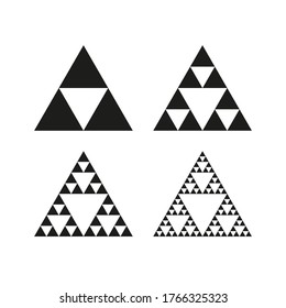 Geometric triangle symbol. Sierpinski triangle. Infinite fractal shape