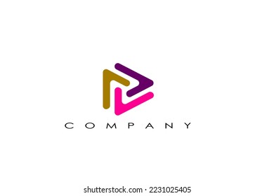 Geometric triangle unity abstract logo design. Technology business identity concept. Creative corporate template