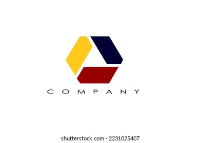 Geometric triangle unity abstract logo design. Technology business identity concept. Creative corporate template