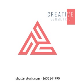 Geometric triangle unity or trinity abstract logo design. Technology business identity concept. Creative corporate template. Stock Vector illustration isolated on white background
