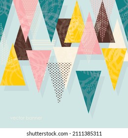 Geometric triangles background, harlequin pattern on paper texture