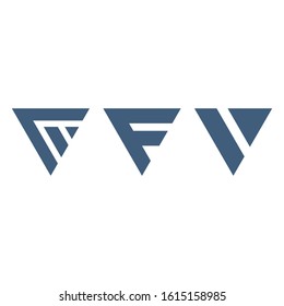geometric triangles letter F V logo design set. Technology business identity concept. Creative corporate template. Stock Vector illustration isolated on white background.