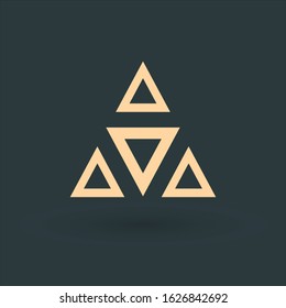 Geometric triangles logo design element. business icon of company identity symbol concept. Stock Vector illustration isolated on green background.