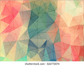 Geometric triangles on colorful background, polygonal vector illustration. Beautiful backdrop for your creative ideas.