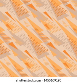 Geometric triangles retro style seamless pattern. Tender warm and cold hue vintage vibes repeatable motif for background, wrap, fabric, textile, wrap, surface, web and print design. 
